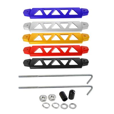 Support de batterie en aluminium pour plusieurs véhicules 5 trous Montage triangulaire Système de pinces robustes Support de batterie antidérapant pour voiture