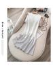 Minimalist Striped Sleeveless Knit Midi Dress with Waist-Cinching Design for Women