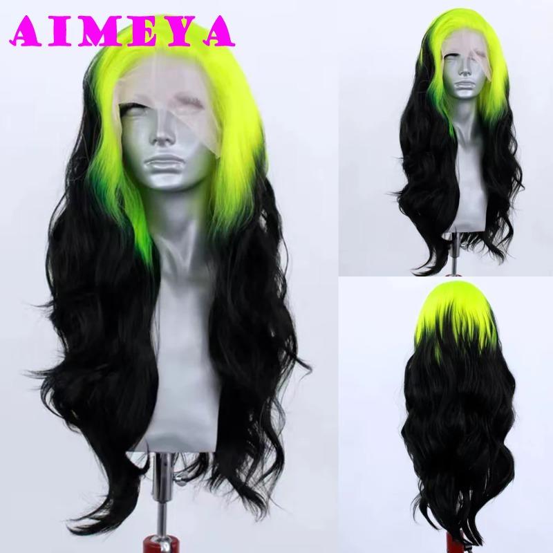 

AIMEYA Long Straight Ombre Pink Wig Fashion Silky Synthetic Lace Front Wig Halloween Cosplay Makeup Heat Resistant Fiber Hair (as the picture,26inches)