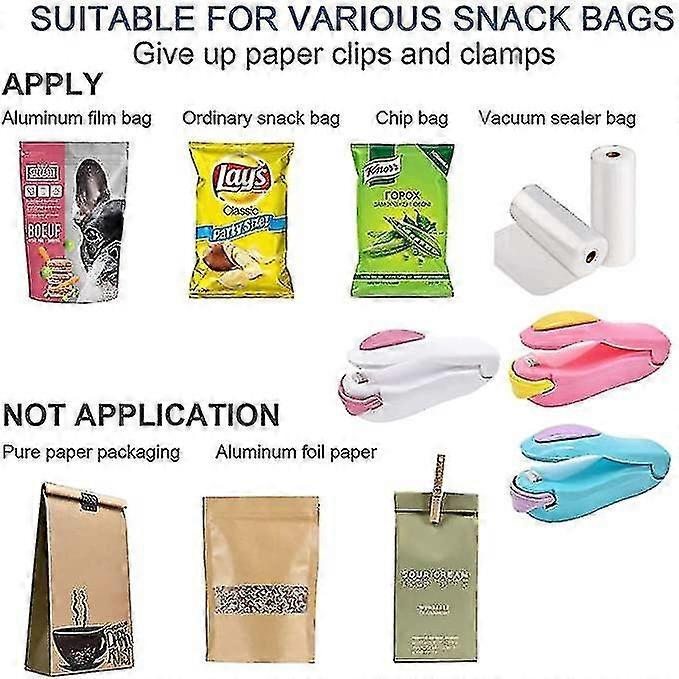 Mini Bag Sealer,tomicy 3pcs Bag Sealer, Hand Pressure Mini Heat Sealing Machine Impulse Sealer Seal Packing Plastic Bagsmini Food Sealer For Plastic B