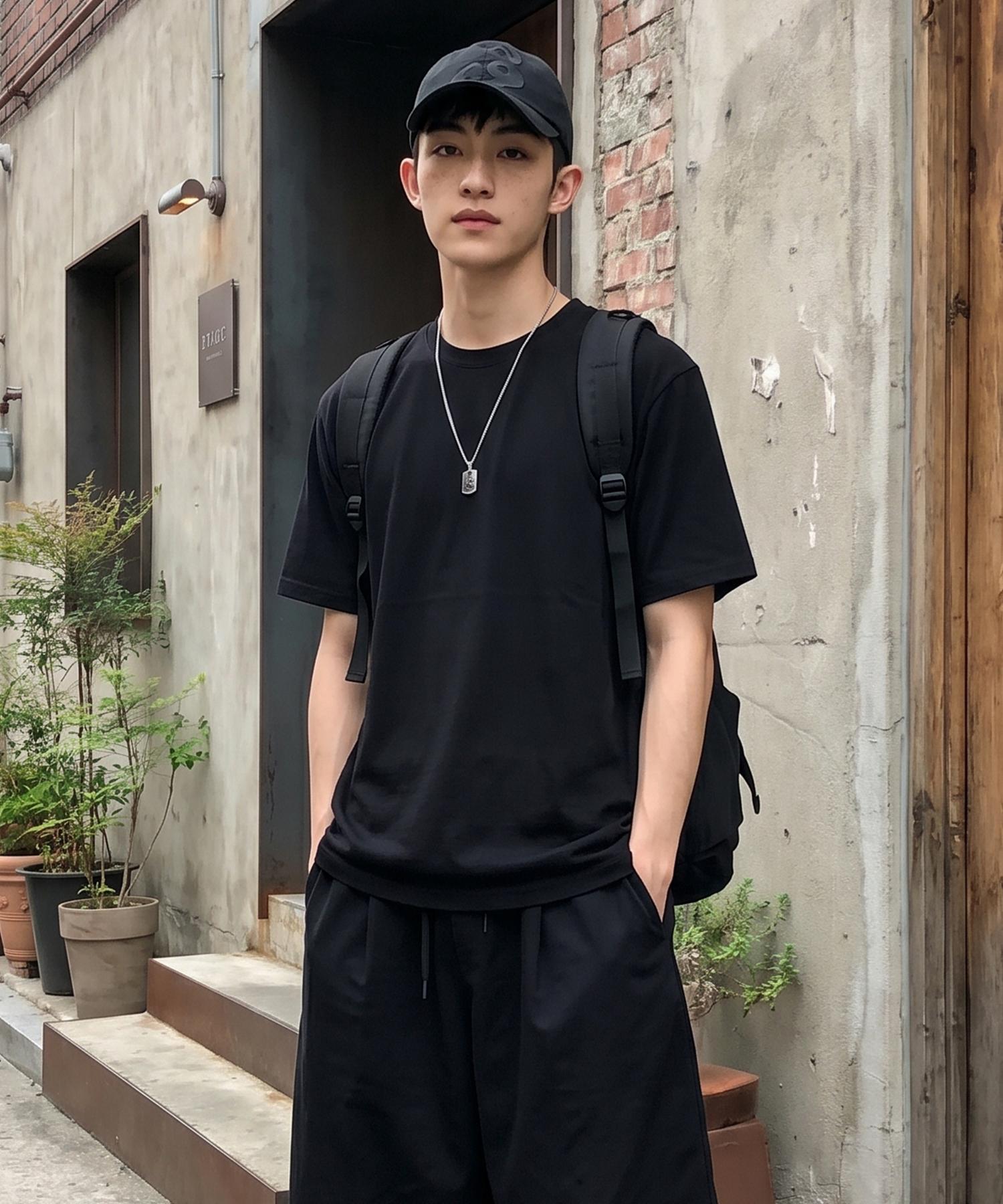 Basic House 20-Count Cotton Regular Fit Short Sleeve T-Shirt Black Lats0115 (A Type) Mg/090