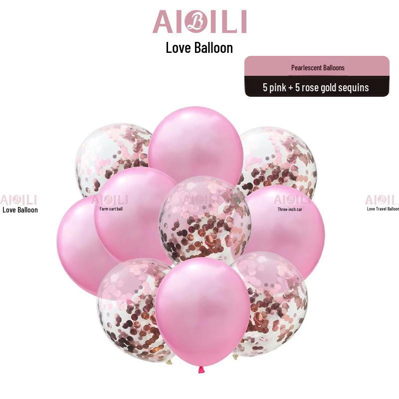 Metallic Sequin Balloon Set for Birthdays, Valentine's Day, and Weddings