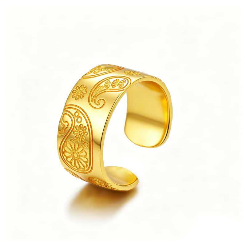 Vietnam Sand Gold Fire-Kissed Color-Changing Ring: Light Luxury, Fashionable Temperament, Open Design, Women's Jewelry.