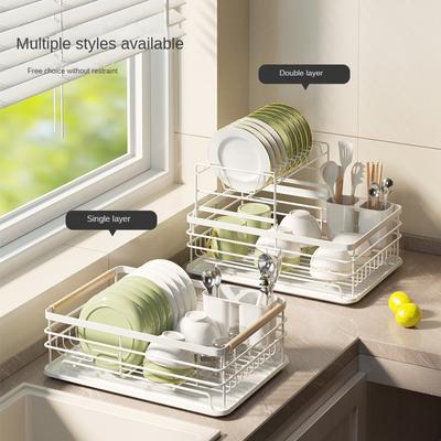 Kitchen Dish Rack Draining Rack Cupboard Storage Rack Household Countertop Multi-Functional Dish Rack Tableware Storage Rack