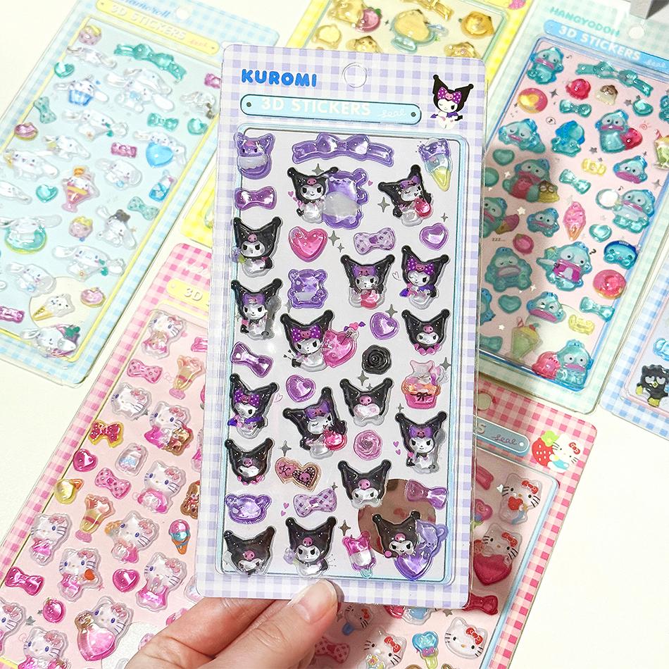 1/8Pcs 3D Sanrio Stickers Sanrio Kuromi Pochacco Hellokitty My Melody Cinnamoroll Hangyodon Case Bag Decoration Birthday Gifts