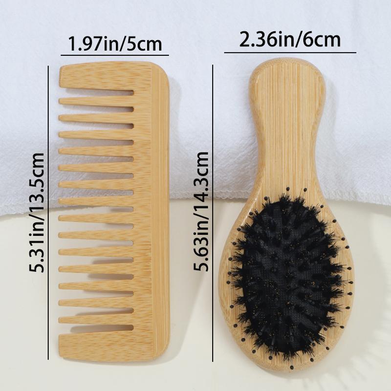 2pcs/1pcs Small Air Cushion Comb and Natural High Quality Wide Tooth Bamboo Comb, Smooth Hair Without Knots