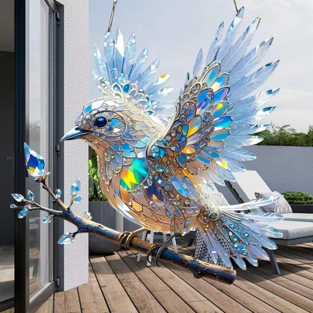 Acrylic Window Hanging Bird Sky Stained Bluebirds Suncatchers Bird Hangings Pendant  Branch