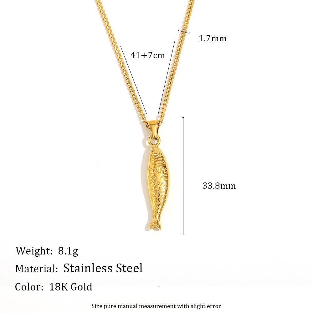 18K Gold Plated Ocean Style Light Luxury Small Fish Necklace with Stainless Steel and Drip Oil.