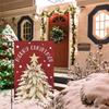 Merry Christmas Tree Garden Ag 12x18 Double Sided, Burlap Welcome Winter Christmas Garden Yard Ags for Xmas (ONLY AG)
