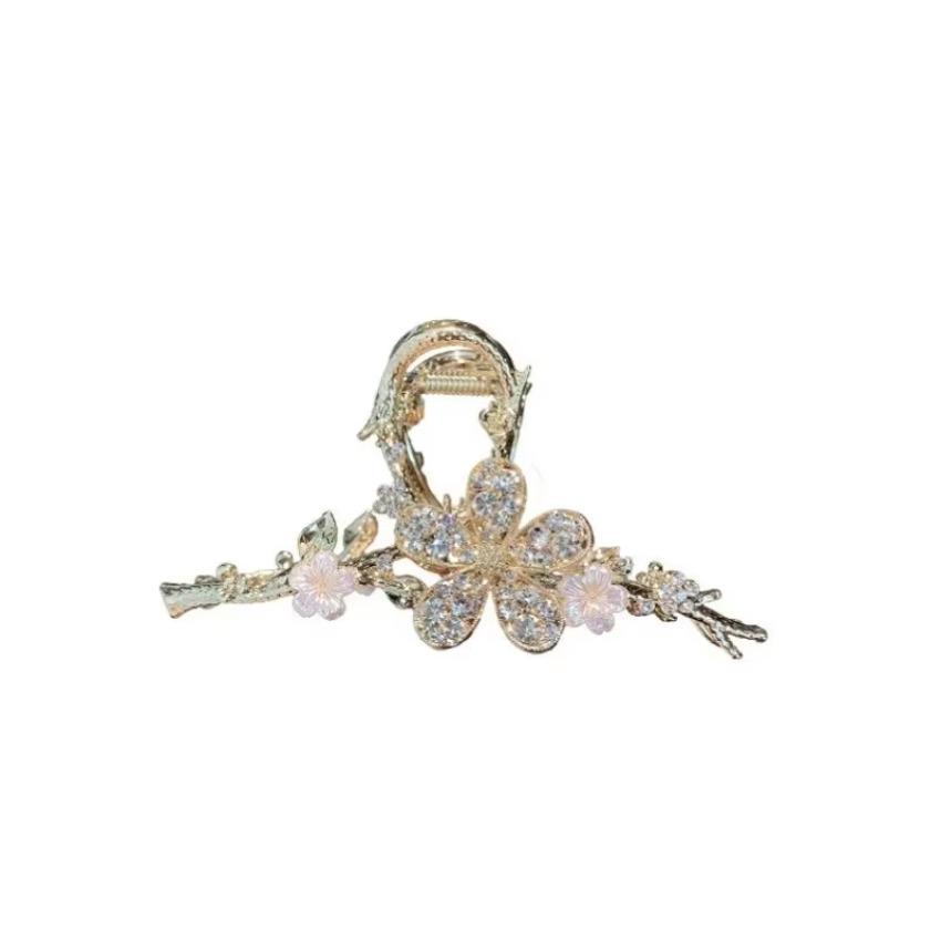1 Pcs Metal Hair Claw Pearl Hairpins Vintage Style Silver Hair Claws Barrettes for Women Girl Hair Clip Rhinestone Accessories