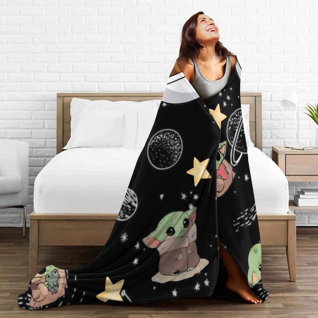 Grogu W-Warss Baby Yodas Blankets  Camping Flannel Throw Blanket For Living Room Warm Custom DIY Quality Bedspread