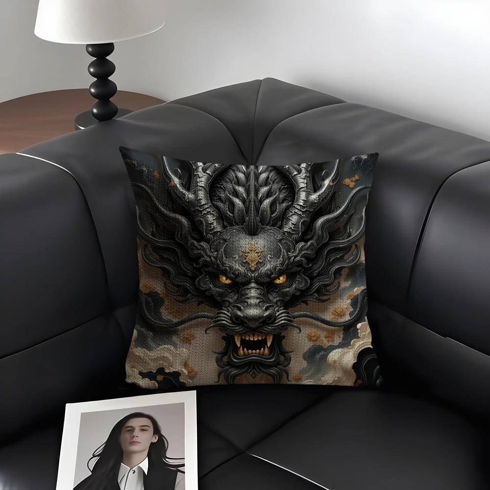 

Famous Dragon Image Cool Cushion Cover Natural Linen Organic Fabric DoubleSided Printing Sofa Home Decor Gift Pillow Case 30X30cm