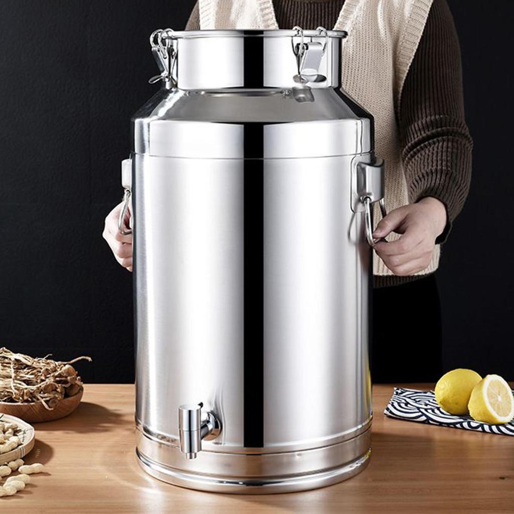 5L/9L/14L Kitchen Sealed Barrel With Faucet Stainless Steel Grease Container With Lid Airtight Milk Bucket Wine Sealed Tank