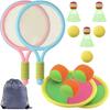 Sweet Plus Tennis Badminton Mini Racket Toy for Kids with Feathers for Outdoor Indoor Exercise X Play, Sports, (Pink Blue)
