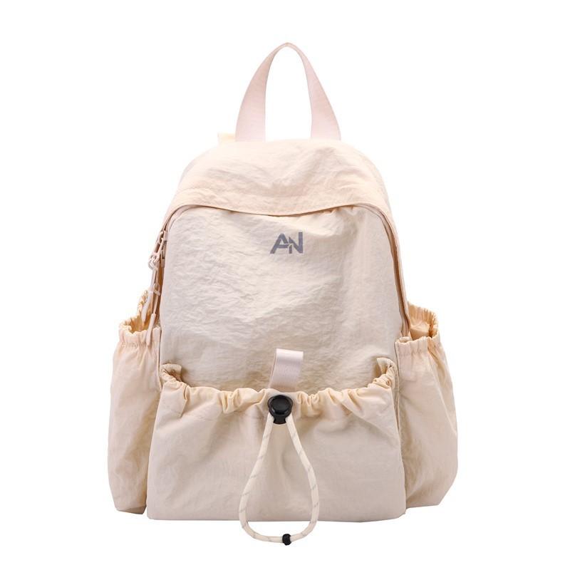 

Kids Backpack Minimalist With Letter Printing And Drawstring Design For Daily OffWhite