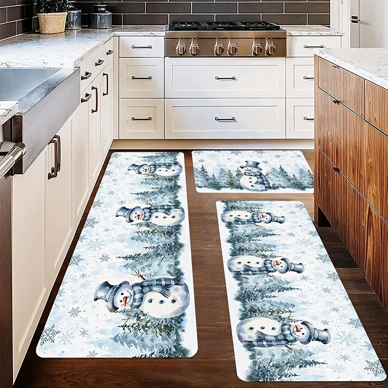 1Pcs Anti Fatigue Kitchen RugsWinter Forest Print Waterproof Non-Slip Thick Cushioned Kitchen Mat Heavy Duty Comfort Standing Mat for Kitchen