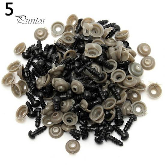 100 Schwarze Spielzeugaugen 6-14mm für Teddybär-Puppen