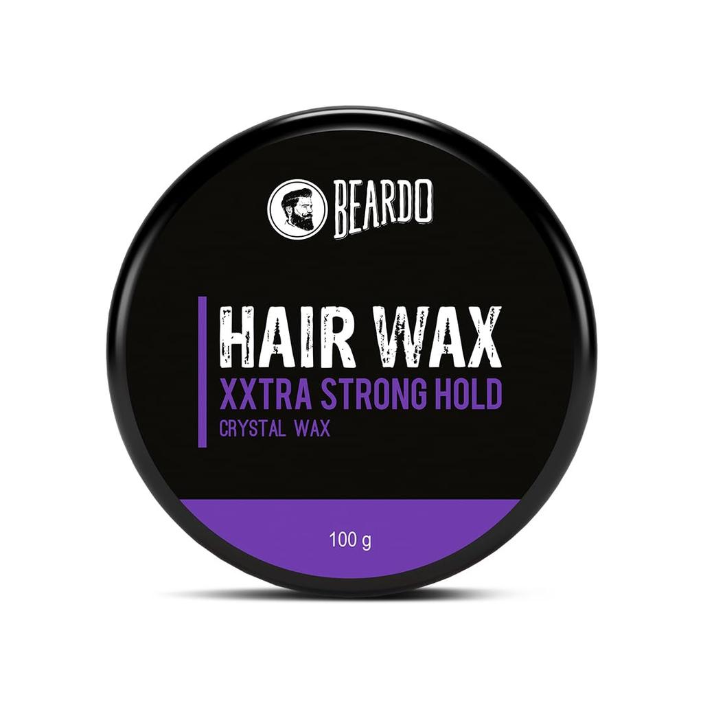 Beardo Xxtra Stronghold Hair Wax, 100 gm | Crystal Hair Wax for Men | Hair Wax Men | Hair Styling Wax for Glossy Finish & Shine | Extra Strong Hold