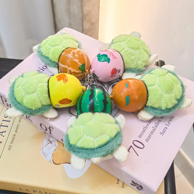 1Pcs Animal Ornament Car Exquisite Decoration Helmet Sea Turtle Keychain Purse Bag Charm Plush Pendant Keyholder
