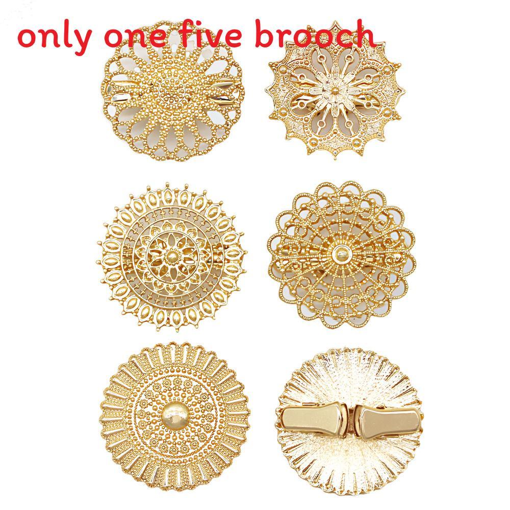 

Vintage Floral Brooch Set With Zinc Alloy Pins For Womens Accessories Gold