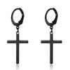 Goth Zircon Crystal Cross Drop Dangle Earring for Women Men Luxury Gold Silver Hoop Earrings Fashion Punk Jewelry
