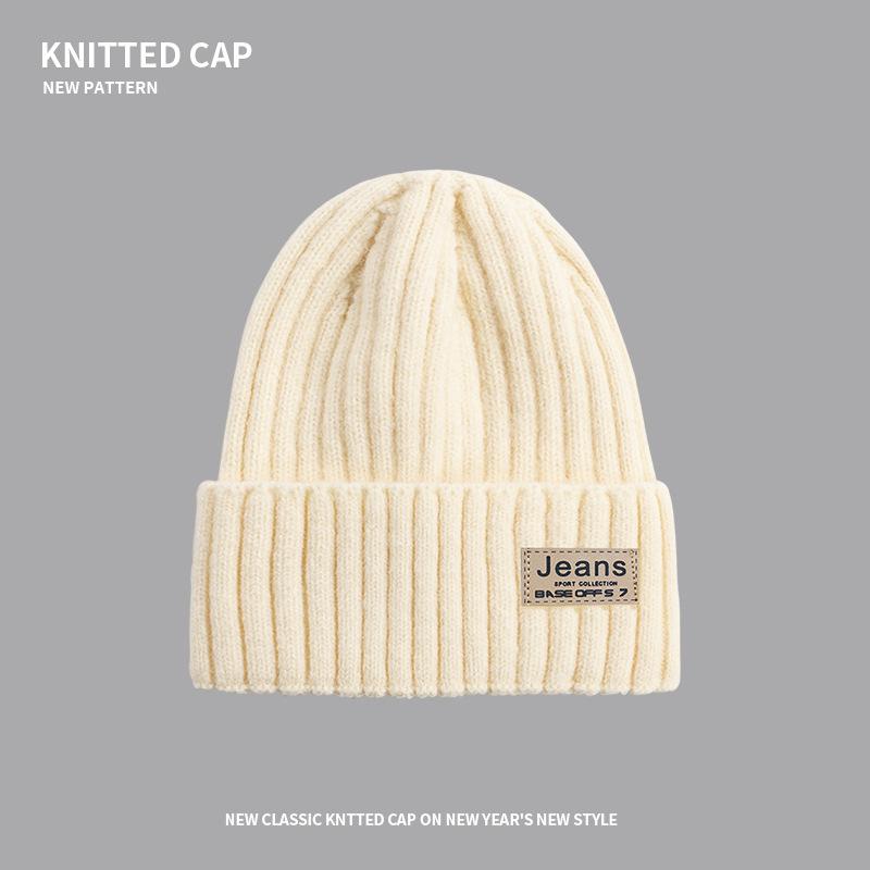 Women's Woolen Melon Cap: Warm, Solid Color Knit Hat for Autumn and Winter Outdoor Wear