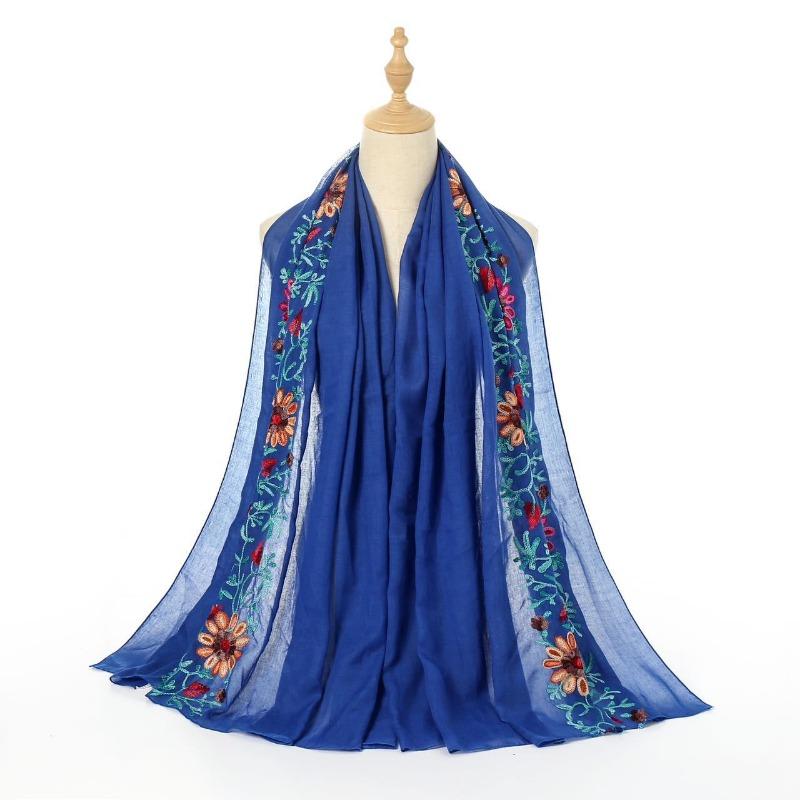 Womens Ethnic Style Embroidered Summer Sun Protection Shawl Scarf