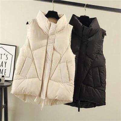 Autumn Winter Down Vest Women Fashion Stand Collar Zipper Thick Warm Waistcoat Jacket Female Casual Sleeveless