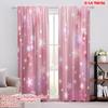 2D Flat Printing 2pcs Curtain Pink Starry Sky Versatile Polyester Fabric  Without Electricity Versatile Perfect for Room Decor