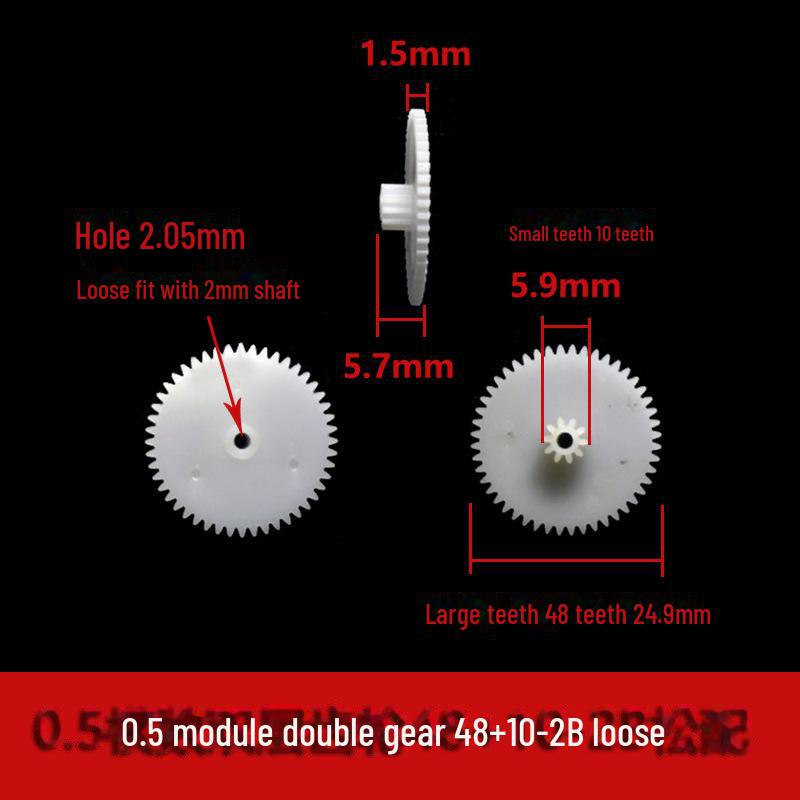 Dwuwarstwowa plastikowa przekładnia zębata o module 0,5, 40-56 zębów, konstrukcja z podwójną redukcją