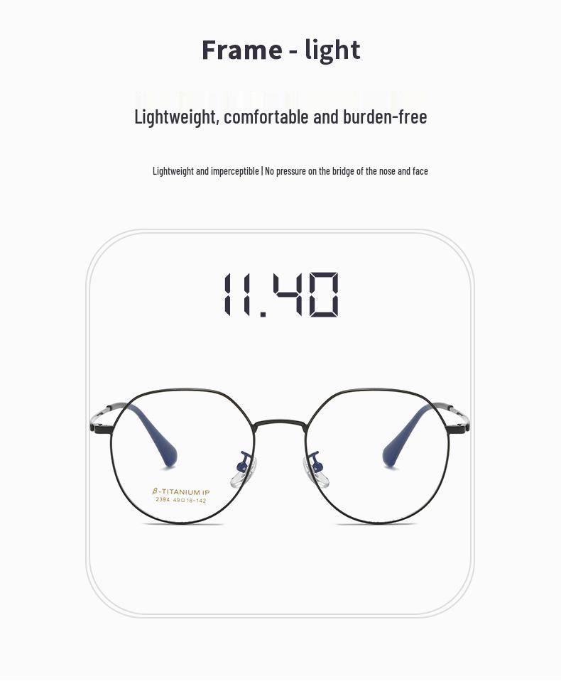 2023 Korean Style Titanium Frame Glasses - Multifunctional Myopia & Anti-Blue Light, Flat Upper & Round Lower Design