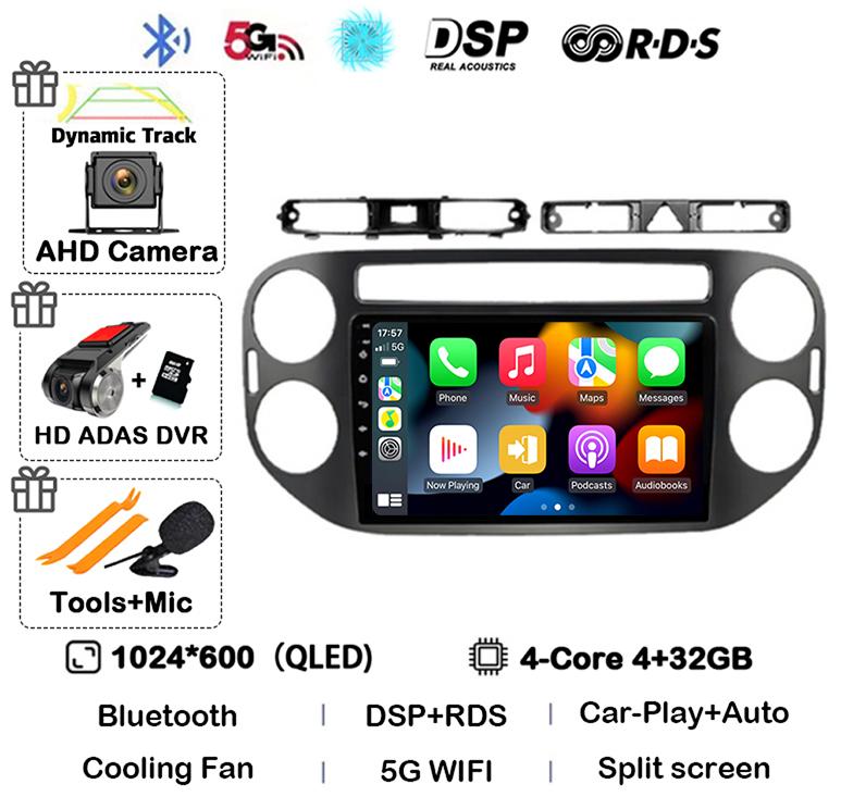 Android 14 Auto Carplay pentru VW Volkswagen Tiguan 1 NF 2006 2008-2012 2013 2014 2015 2016 Radio auto Multimedia Player GPS Stereo