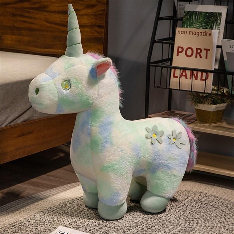 Pattern Flower Unicorn Plush Toy Cute Doll Kids Birthday Gift Home Decoration