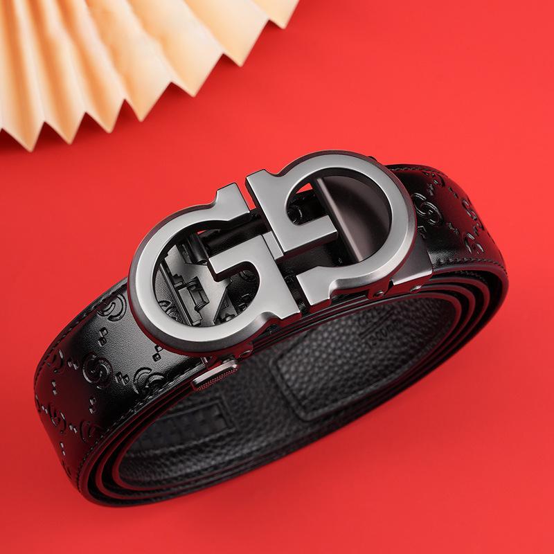 Men'S New Belt Leather Travel Premium Business Belt Simple Casual Versatile Automatic Buckle Belt Men