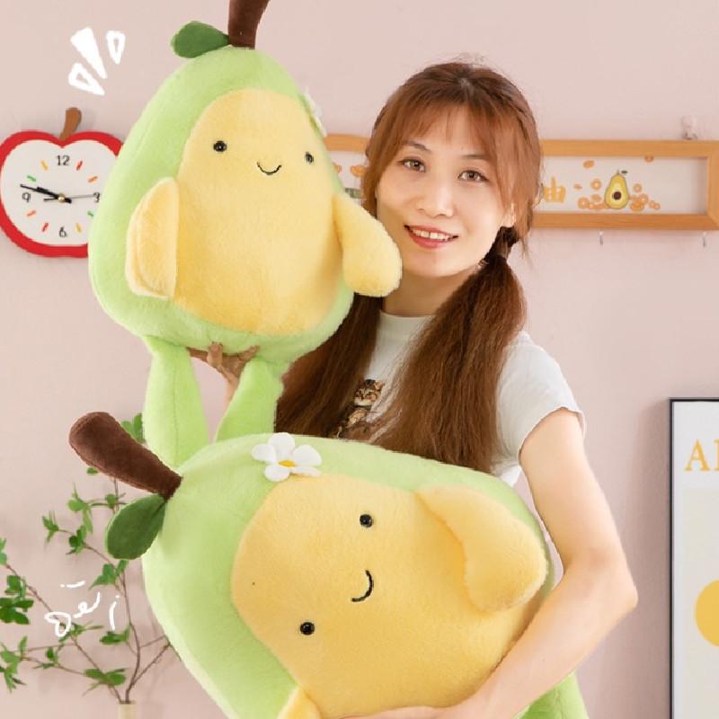 Cute Cartoon Smiling Expression Avocado Plush Doll Children Toy For Kids And Teens Gifts