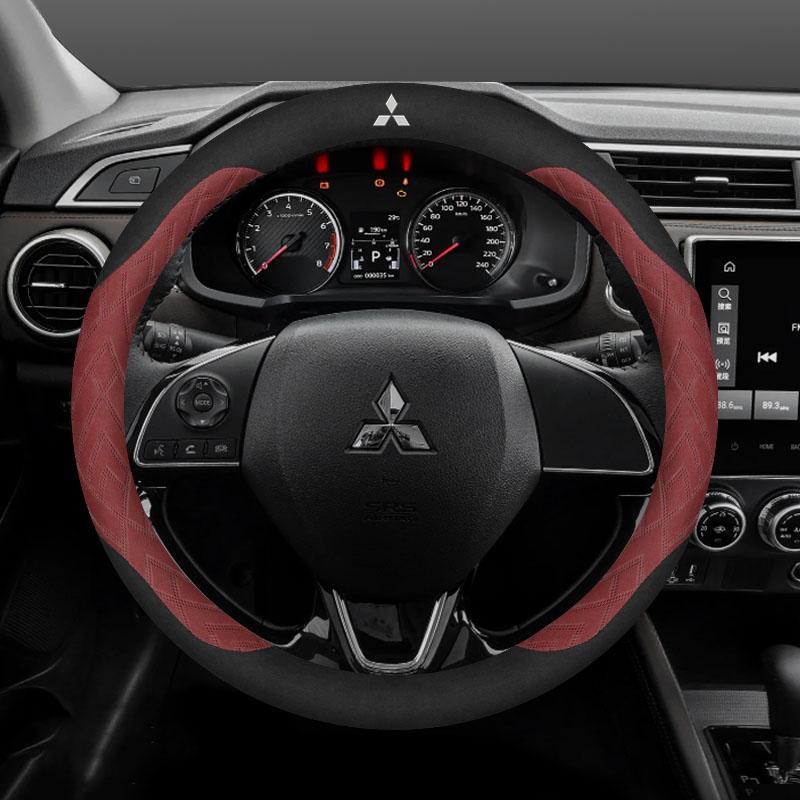 For Mitsubishi Outlander Pajero Asx Colt Lancer Delica Evolution L200 Triton RALLIART Anti-slip Car Suede Steering Wheel Cover