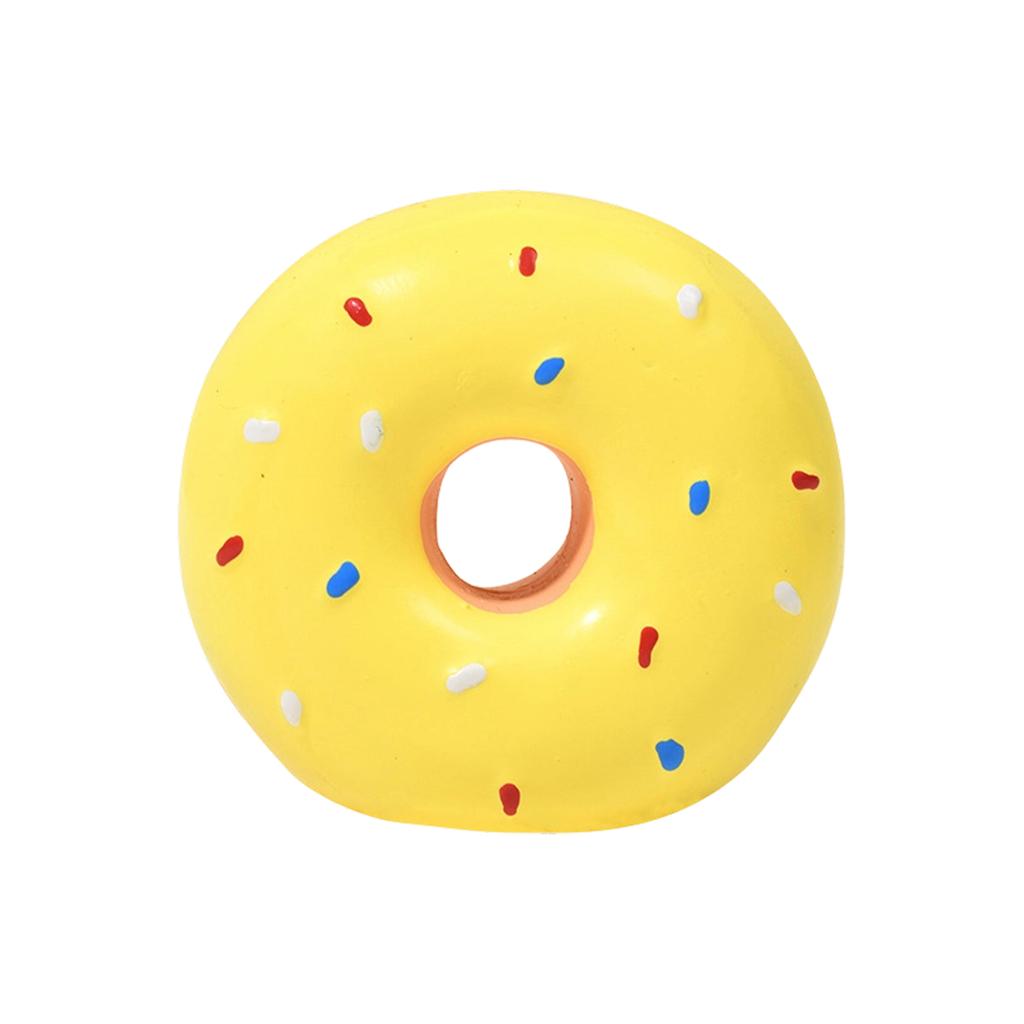 Cute Colorful Donut Shaped Squeaky Dog Toy Soft Latex Material Pet Chew Toy For Teething And Interactive Play