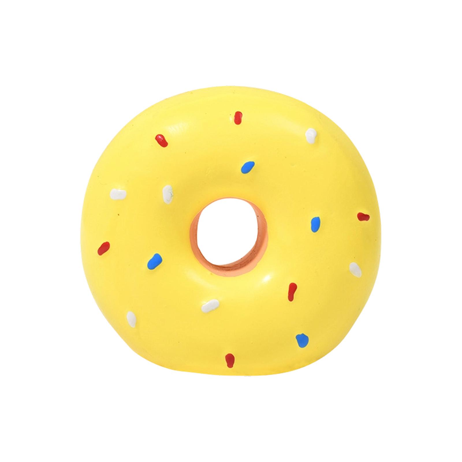

Cute Colorful Donut Shaped Squeaky Dog Toy Soft Latex Material Pet Chew Toy For Teething And Interactive Play One Size жёлтый