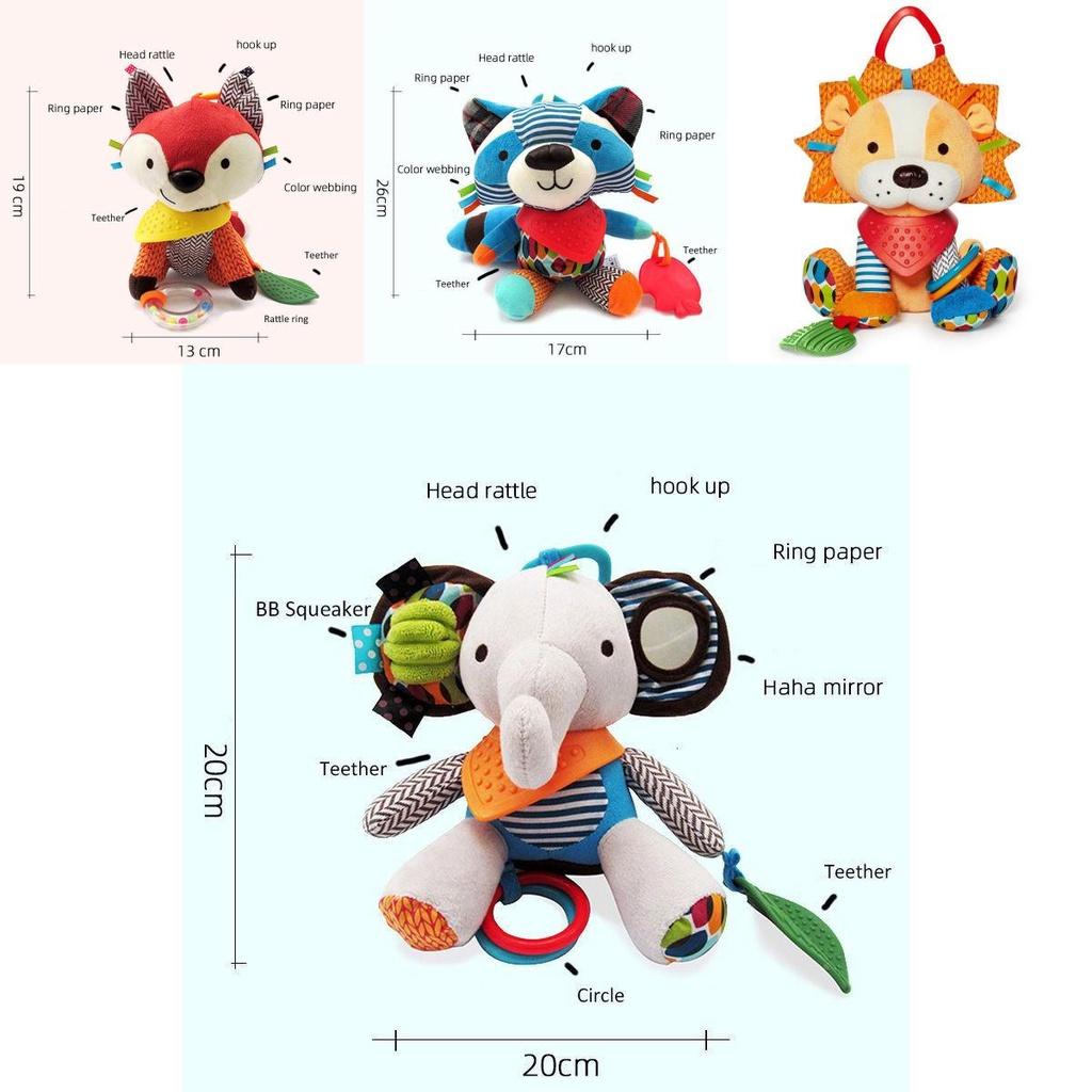 Soft And Colorful Plush Stuffed Toy For Infants With Multiple Textures And Teether For Sensory Play