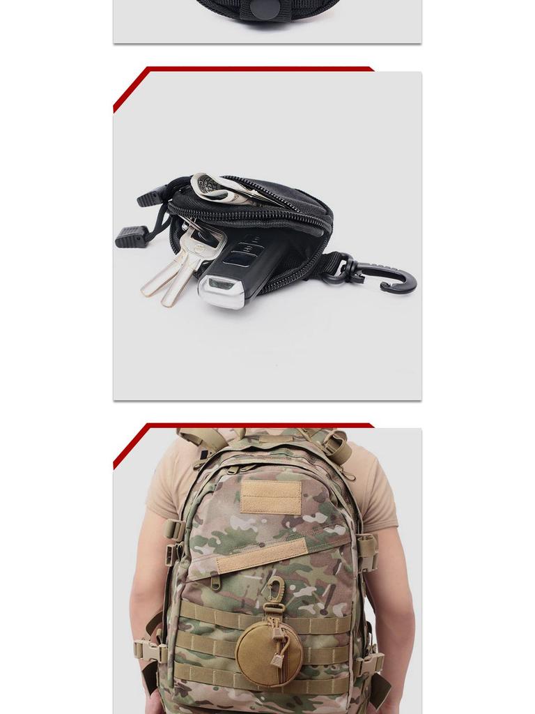 Versatile Outdoor Tactical Key Pouch: Waterproof Coin & Earphone Pocket, EDC Round Hanging Bag