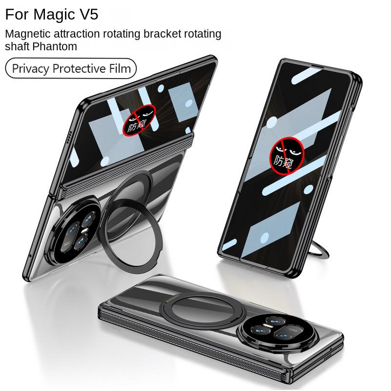 All-inclusive Hinge Metal Magnetic Swivel Stand Holder Glass Protector Phone Case for Honor Magic V 5 V5 Camera Protect Cover