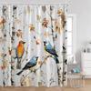 Cute Bird Plant Shower Curtain Hummingbird Pink Flower Green Leaves Nature Floral Bathroom Decor Polyester Bath Curtain