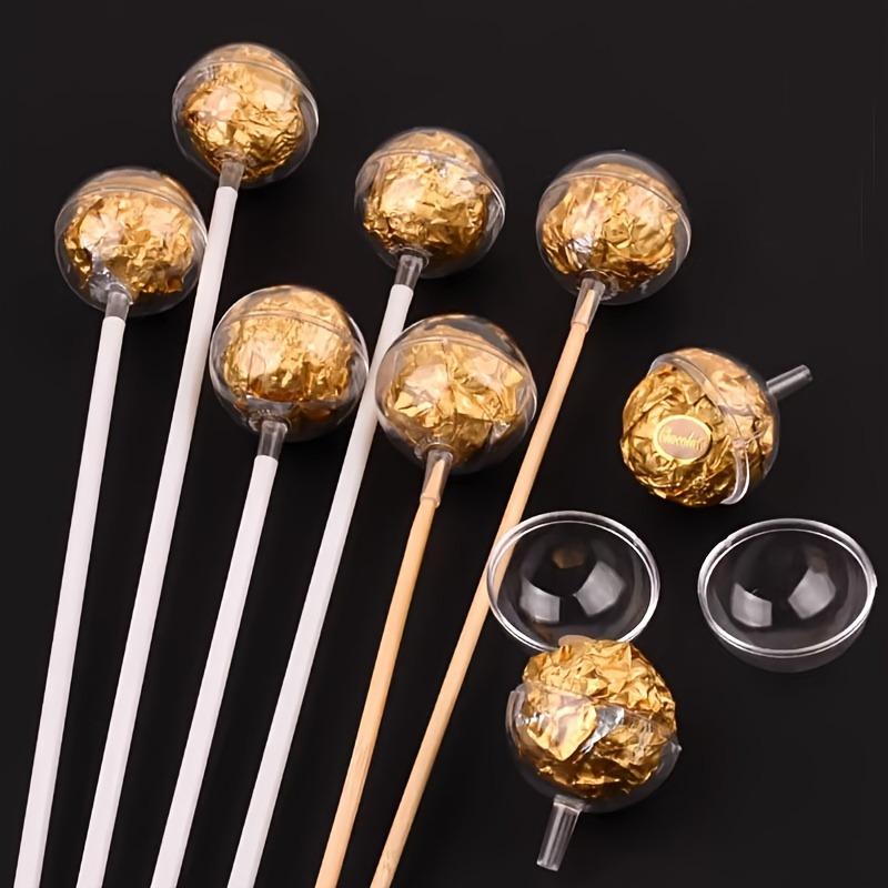 100pcs Acrylic Chocolate Lollipop Cases Transparent Flower-Shaped Holders DIY Bouquets Birthday Gifts Valentine’s Wedding Decor