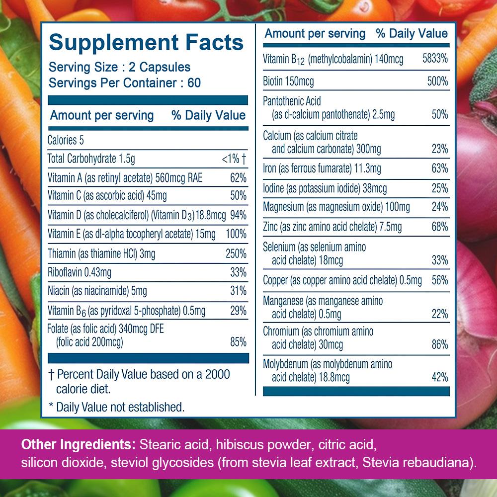 Vitamin A Vitamin C Vitamin D3 Vitamin E Vitamin B1 Vitamin B2 Vitamin B3 120 Capsules Dietary Supplement