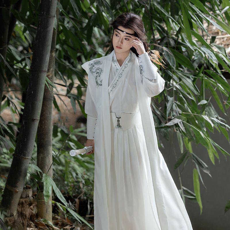 Strój do sztuk walki Hanfu w stylu chińskiej dynastii Song z kołnierzem krzyżowym