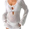Vestito Sexy da Spiaggia con Cut-out per Donna, Blusa Bikini, Blusa Patchwork Floreale all'Uncinetto, Vestito
