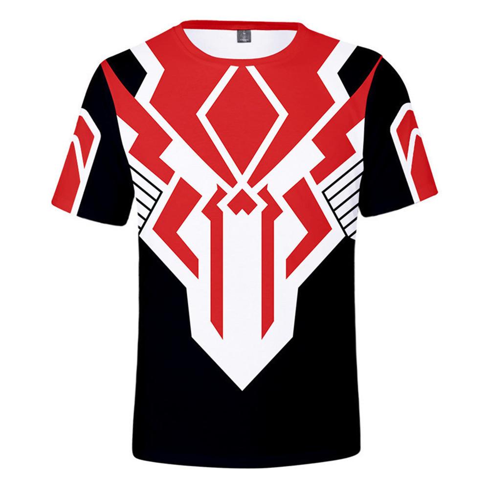 Red Black Geometric Armor Ranger Costume T-Shirt Unisex Power Rangers Inspired 3D Armor Print Cosplay Short Sleeve Casual Graphic Tee