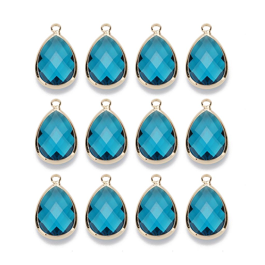 6Pcs Glass Droplet Shape Pendant with Gold Border High Quality Pendant For DIY Necklace Earrings Jewelry Accessories Supplies