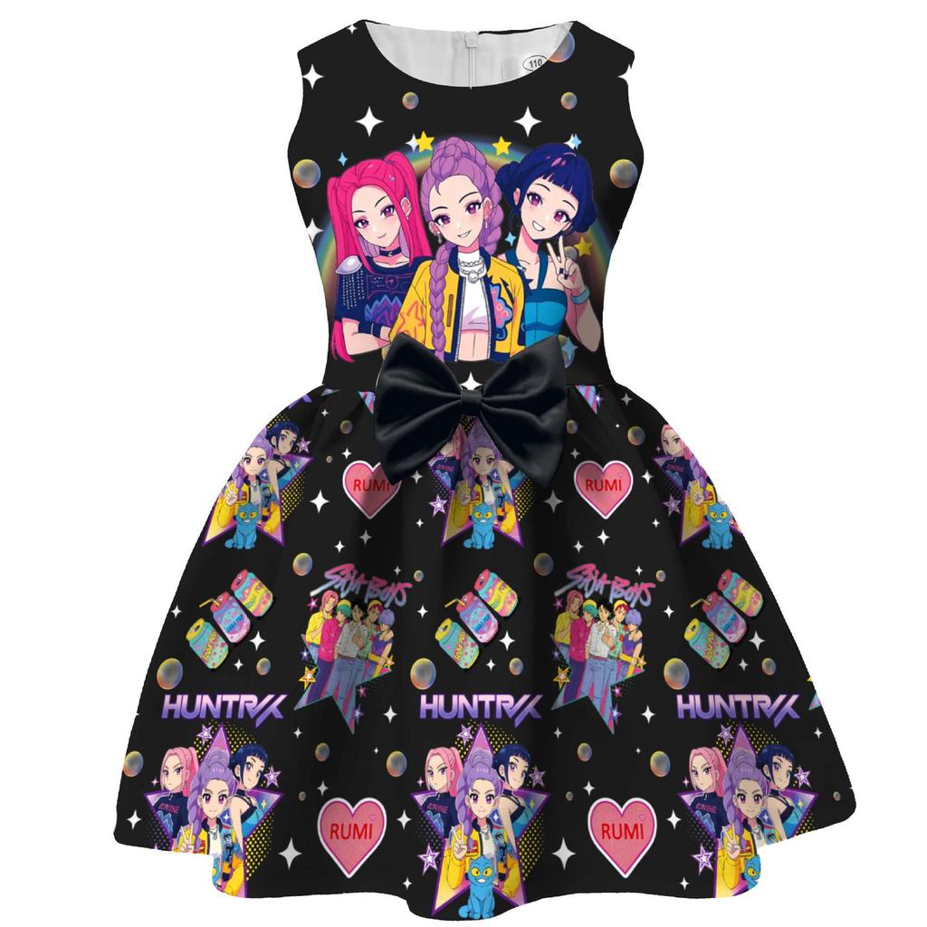 New Style Demon Hunter Girl Print Bowknot Children's Formal Dress