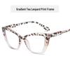 Leopard Print Cat Eye Color Block Glasses, Women's Retro Style, Prescription Compatible, Anti-Blue Light Frames.